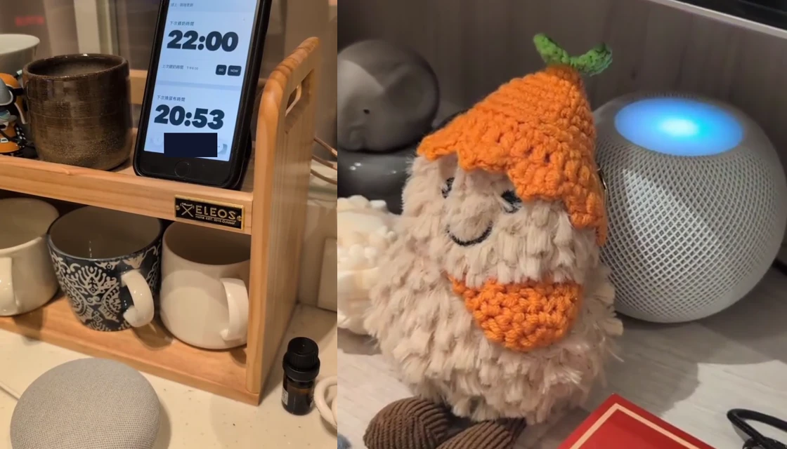 Litas 家中的 iPhone 餵奶換尿布看板、Google Nest Mini 與 HomePod mini 實拍組圖